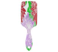 Cepillo masajeador de flores de crisantemo rojo y morado, cepillo antiestático para el cabello, peine para mujer