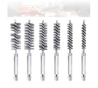 Cepillo Metálico Cilíndrico, 6Pcs Cepillo de Alambre con Varilla Hexagonal 1/4" Cepillo para Calderas de Acero Inoxidable en Diferentes Tamaños para Taladros de Percusión