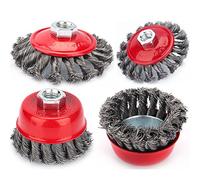 Cepillo Metálico de Alambre, Juegro de 4 Piezas M14 Cepillo Trenzados de Acero, Disco de Alambre para Amoladora, 75 mm de Diámetro