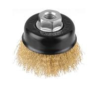 Cepillo metálico Dnipro-M T75-L, alambre corrugado, latón, reforzado 75 mm