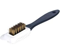 Cepillo multifuncional de 4 caras de nobuck y gamuza, cepillo de cerdas de latón y nailon, cerdas de latón, cepillo de limpieza de botas de cuero de ante de nobuk, duradero e inteligente