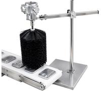 Cepillo neumático antiestático para la eliminación de polvo industrial. Los filamentos de nailon disipan las cargas estáticas durante la rotación.