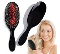 Cepillo neumático con cerdas de jabalí para extensiones, cepillo neumático con cerdas de jabalí y cerdas de nailon para desenredar extensiones de cabello, pelucas y cabello natural para cabello grueso