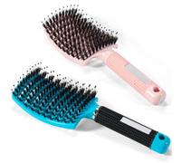 Cepillo para alisar el cabello de 2 piezas, cepillo para desenredar el cabello suave, cepillo para desenredar el cabello cómodo para mujeres, niños rizados, antiencrespamiento, todo afro, secado largo