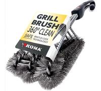 Cepillo para Barbacoa Kona. Limpia de Forma Segura Hierro Fundido, Porcelana, IR, Todas Las Rejillas de Parrilla. Cerdas de Acero Inoxidable (Espuma Marina, 1 Paquete)