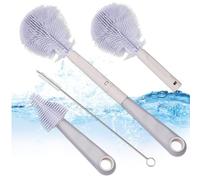 Cepillo para Botellas, Cepillo Limpia biberones, Cepillo de Botella de Silicona, Juego de cepillos para biberones, Ideal para Limpiar biberones, biberones de Vidrio, termos y Vasos de Agua