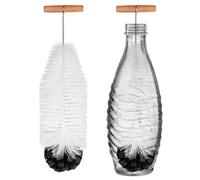 Cepillo para Botellas de 35 cm, Limpiador Botellas por Dentro Compatible con Botella de Cristal Sodastream, Cepillos Duros y Esponjas Blandas, Eliminando la Suciedad Obstinada Sin Arañazos (Negro)
