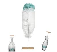 Cepillo para Botellas Largo de 32 cm, Cepillo Limpiador de Botellas con Mango ergonómico y cerdas Blancas + Esponja Verde, Ideal para Botellas SodaStream (Vidrio/plástico), Limpieza Potente, Cepillo