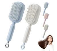 Cepillo para desenredar el cabello, cepillo de pelo autolimpiable, cepillo retráctil para mujer, peine de peinado fácil de desenredar, para cabello largo, grueso, rizado, liso y seco (azul + blanco)