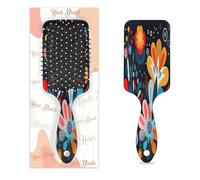 Cepillo para desenredar el cabello para mujeres y hombres, cepillo flexible de cerdas suaves (bloques de color abstracto con flores)