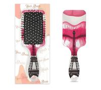 Cepillo para desenredar el cabello para mujeres y hombres, cepillo flexible de cerdas suaves (diseño de la torre Eiffel con labios rojos)