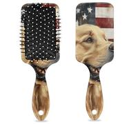 Cepillo para desenredar el pelo para mujeres y hombres, cepillo flexible de cerdas suaves (bandera de Estados Unidos, perro Golden Retriever)