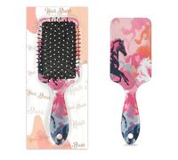 Cepillo para desenredar el pelo para mujeres y hombres, cepillo flexible de cerdas suaves (grupo de caballos de color abstracto)