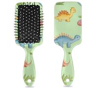 Cepillo para desenredar el pelo para mujeres y hombres, cepillo flexible de cerdas suaves (parque de dinosaurios de dibujos animados verdes)