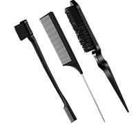 Cepillo para el cabello, 3 piezas cepillos para el pelo limpia cepillo para cola tirada peine de cola, set de cabello apto para peluqueros profesionales, mujeres, hombres, niños (negro)