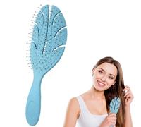 Cepillo para el cabello con paja de trigo - Para rizos y liso - Antienredos, antielectricidad estática, masaje cuero cabelludo - Apto en seco y mojado (azul)