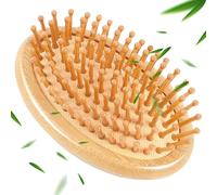 Cepillo para el cabello de bambú,Portátil de Bambú Peine de Aire Cepillo Pelo de Madera de Bambú Antitirones Cepillo Redondo Portátil Sin Mango para Cabello Rizado y Cabello Largo y Liso