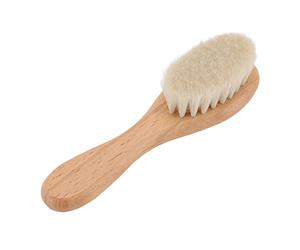 Cepillo para el cabello de bebé Lana de cabra Barabarra suave Manejo de madera Massaje de cuero cabelludo General de barba para recién nacidos niños pequeños bañadores de