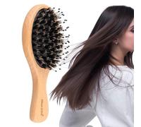 Cepillo para el cabello relajante, cepillo para suavizar el cabello,Borrador de cerebro de cerdo de cerdo de jabalí con mango de madera para frizz reduce | Accesorios de preparación para calmar el pei