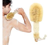 Cepillo para el cuerpo de Sisal, Natural Sisal Cepillos de Cuerpo, Cepillo de Baño de Mano de Exfoliante Masajee,SPA,Detox,Anti celulitis,Obtener Piel Suav,Cepillo Espalda Ducha Mango Corto Bambu