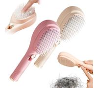 Cepillo para el cuidado del cabello sin esfuerzo, diseño de prensa y cerdas suaves, masaje del cuero cabelludo y herramienta de depilación con un solo clic, accesorio de aseo diario del cabello