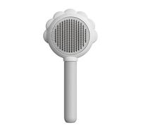 Cepillo para eliminar el pelo para mascotas, peine suave para masaje, herramienta de depilación con un solo clic para pelaje suelto, color gris