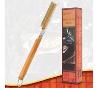 Cepillo para Horno de Pizza, Cepillo para Limpiar Piedra de Pizza con Alambre de Cobre y Rascador, Herramienta de Limpieza para Barbacoa con Mango de Madera, Accesorios para Horno de Pizza de Cocina