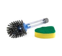 Cepillo para Lavar Platos Beldray Anti-Bac con dispensador de jabón - 2 Cabezales Desmontables, dispensador con botón, Cabezal de Esponja y cerdas, raspador Incorporado, 65 ml