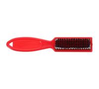 Cepillo para Limpiar Bigote Rojo de Peluquería Mango Antideslizante | ABS y Nylon, Uso Dual para Cabello y Vello Facial, Cómodo para Barberos, Clientes y Trabajo Diario