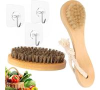 Cepillo para Limpiar Patatas 2 Piezas Cepillo Fregar Platos Cepillo de Verduras Cepillo de Cocina Mango Ergonómico para Limpiar Verduras, Frutas y Utensilios de Cocina