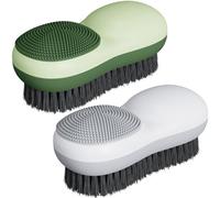 Cepillo para manchas de lavandería, paquete de 2, cepillo de fregar de cerdas suaves de dos lados para eliminación de manchas, cepillo de silicona doméstico para lavado de ropa, cepillo de fregado de