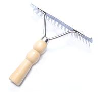 Cepillo para melena y cola de caballo, cepillo de acero inoxidable con mango de madera, práctico peine de rastrillo que ahorra mano de obra para el aseo de perros u otros animales