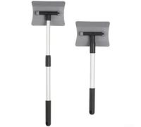 Cepillo para parabrisas delantero de vehículo con mango largo ajustable para eliminar nieve, hielo y escarcha con agarre antideslizante y cabezal de limpieza giratorio (gris)