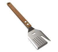 Cepillo para parrilla de hierro fundido con raspador de acero inoxidable, cepillo para barbacoa con 1 cabezal de cepillo de repuesto y mango largo de madera, el mejor accesorio para barbacoa de gas