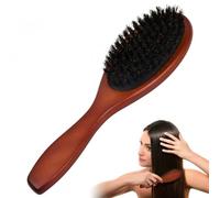 Cepillo para Pelo de Cerdas Naturales de Jabalí, Wisebom Cepillo de Pelo Ovalado, Cepillo de Extensión Cabello, Peine de Cerdas Jabalí de Peluquería Antiestático para Cabello Fino y Fino(Rojo Marrón)