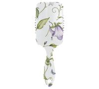 Cepillo para pelo grueso, rizado, fino, largo, corto, mojado o seco, flores vintage de mariposas verdes añade brillo y hace peine de remo para hombres, mujeres y niños