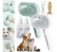 Cepillo para perro, cepillo de vapor para perros, recargable silencioso 3 en 1, peine de depilación con champú sin agua, cepillo de vapor portátil y de larga duración para mascotas de pelo largo y