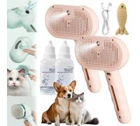 Cepillo para perro, cepillo de vapor para perros, recargable silencioso 3 en 1, peine de depilación con champú sin agua, cepillo de vapor portátil y de larga duración para mascotas de pelo largo y