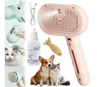 Cepillo para perro, cepillo de vapor para perros, recargable silencioso 3 en 1, peine de depilación con champú sin agua, cepillo de vapor portátil y de larga duración para mascotas de pelo largo y