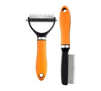 Cepillo para perros para el pelo corto, dientes de acero inoxidable con autolimpieza y desenredantes | Juego de cepillos de aseo para mascotas - Apto para casa, tienda de mascotas, pelo largo y corto