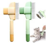 Cepillo Para Perros Y Gatos,2 Cepillos Para Gatos,Acero Inoxidable Cepillo De Pelo Para Mascotas Para Pelo Muerto De Perros Y Gatos,Pelo Limpio Para Mascotas Con Un BotóN(Amarillo,Verde)