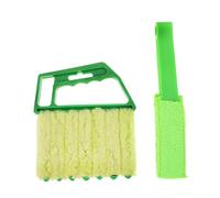 Cepillo para Persianas Limpieza 2 Piezas 16x13,5x1,8cm Verde | ABS y Felpa, Mango Antideslizante Orificio, para Lamas, Oficinas, Hoteles y Coche