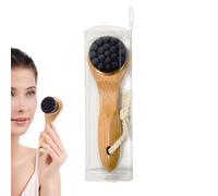 Cepillo para piel seca - Cepillo facial linfático para contorno, limpiador de cerdas naturales con mango de madera, cepillos faciales manuales con mango de madera de haya, herramienta de masaje para