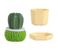 Cepillo para platos de uso diario con identidad visual suculenta y bola de limpieza para un uso fiable del fregadero y utensilios de cocina (verde)