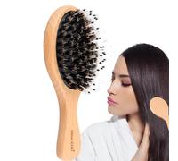 Cepillo para suavizar el cabello, cepillo para el cabello de cerdas relajantes, cermeo de cerebro cepillo para el cabello frizzy reducido con mango de madera - Suministros de aseo, peinado perso
