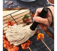 Cepillo para untar barbacoa con cabezales de repuesto y mango de madera, perfecto para marinar e infusión de sabor mientras asas varias carnes (L)