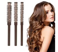 Cepillo Pelo, 3 Cepillos Redondo Pelo Profesional, Pequeñas Cepillo Pelo Redondo con Tubo de Aluminio para Retener El Calor y Reducir El Tiempo de Secado, Peinar, Levantar y Rizar con Flequillo, Barba