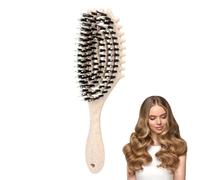 cepillo pelo antirotura cepillo antiencrespamiento ondulado,Cepillo Cerdas Jabalí, Desenredante Sin Tirones, Peine Antitirones, Pelo Liso y Rizado, Ideal para Cuidado Capilar y Estilo Natural (Beige)