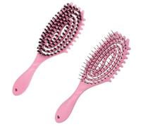 Cepillo Pelo Rizado 2 Piezas,Cepillo Curly,Cepillo Defnidor de Rizos,Bounce Curl Brush,para Formar y Definir Rulos,Reduce Tirón,Frizz y Separación,Bordes Suaves Unisex (Rosa)