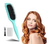 Cepillo Pelo Rizado, Cepillo Definidor de Rizos con Herramientas de Limpieza Cepillo para Peinar Rizos Peine Pelo Rizado Bounce Brush Cerdas de Jabalí Curl Brush para Formar y Definir para Mujer Verde